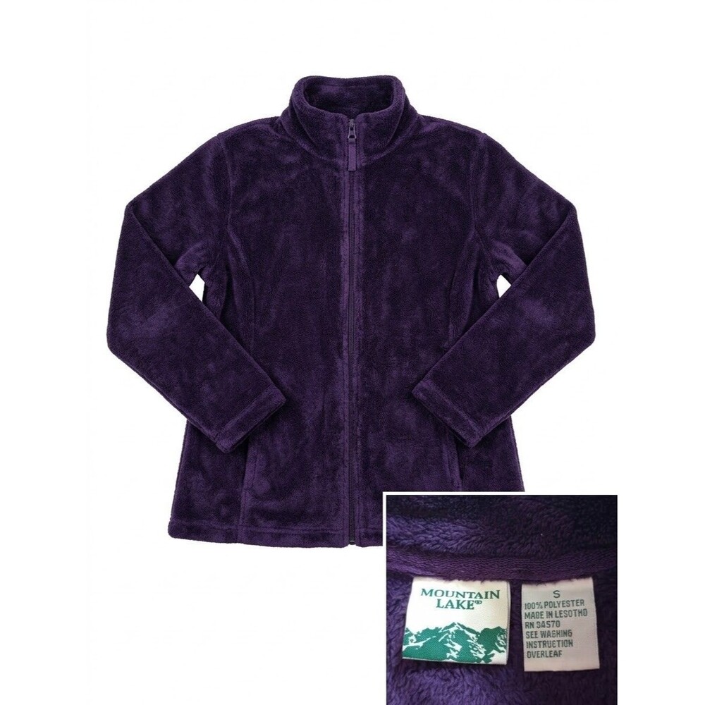 Mountain Lake Womens Purple Full Zip Plush Fleece Jacket Warm Soft Coat Size S